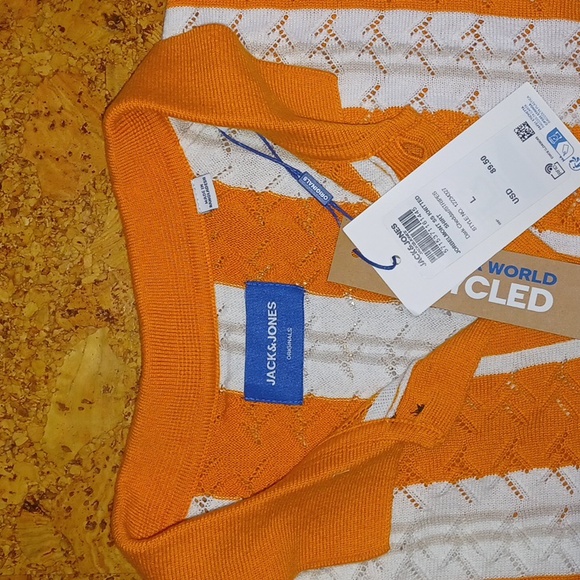 Jack & Jones Retro Look Jorbelmont Knitted Shirt Men's Size L, NWT - Picture 2 of 7